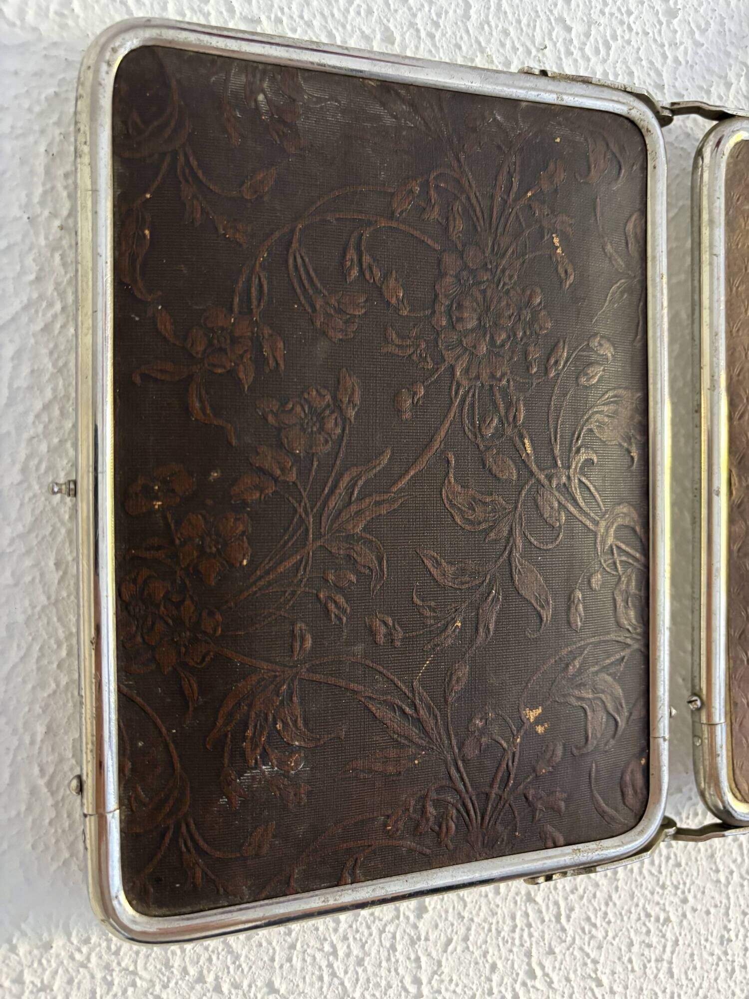 Vintage mirror 1900 triptych barber Le Solide Paris Art Nouveau - 21 x 50