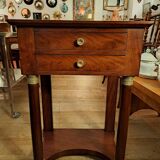 Empire style bedside table in mahogany and bronze