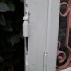 Entrance door 264x99cm old walnut oak wrought iron grille glass panel