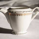 Pot à lait en porcelaine blanc et doré, Evor France