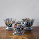Set of three blue Murano glasses, ice cream bowls, Italy, Europe, 2000s