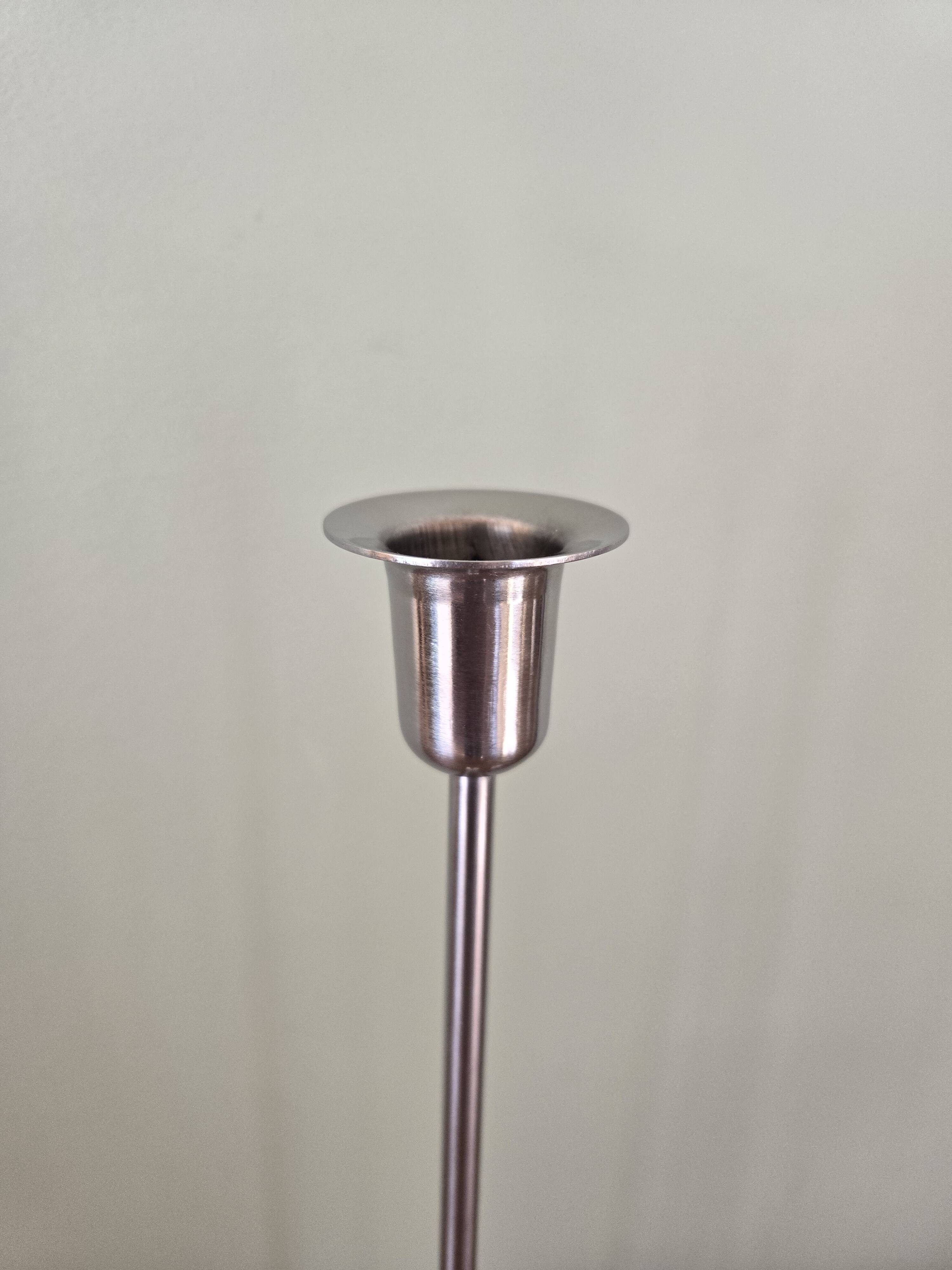 Pair of chrome candlesticks or candelabras - Ikea design from the 90s