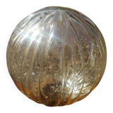 Antique amber glass globe for lighting, lamp, pendant, vintage portable light.