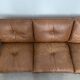 Scandinavian sofa in brown leather and solid wood