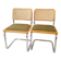 Pair of Marcel Breuer cane and fabric chairs