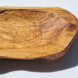 Plat brutaliste en bois d'olivier 1970