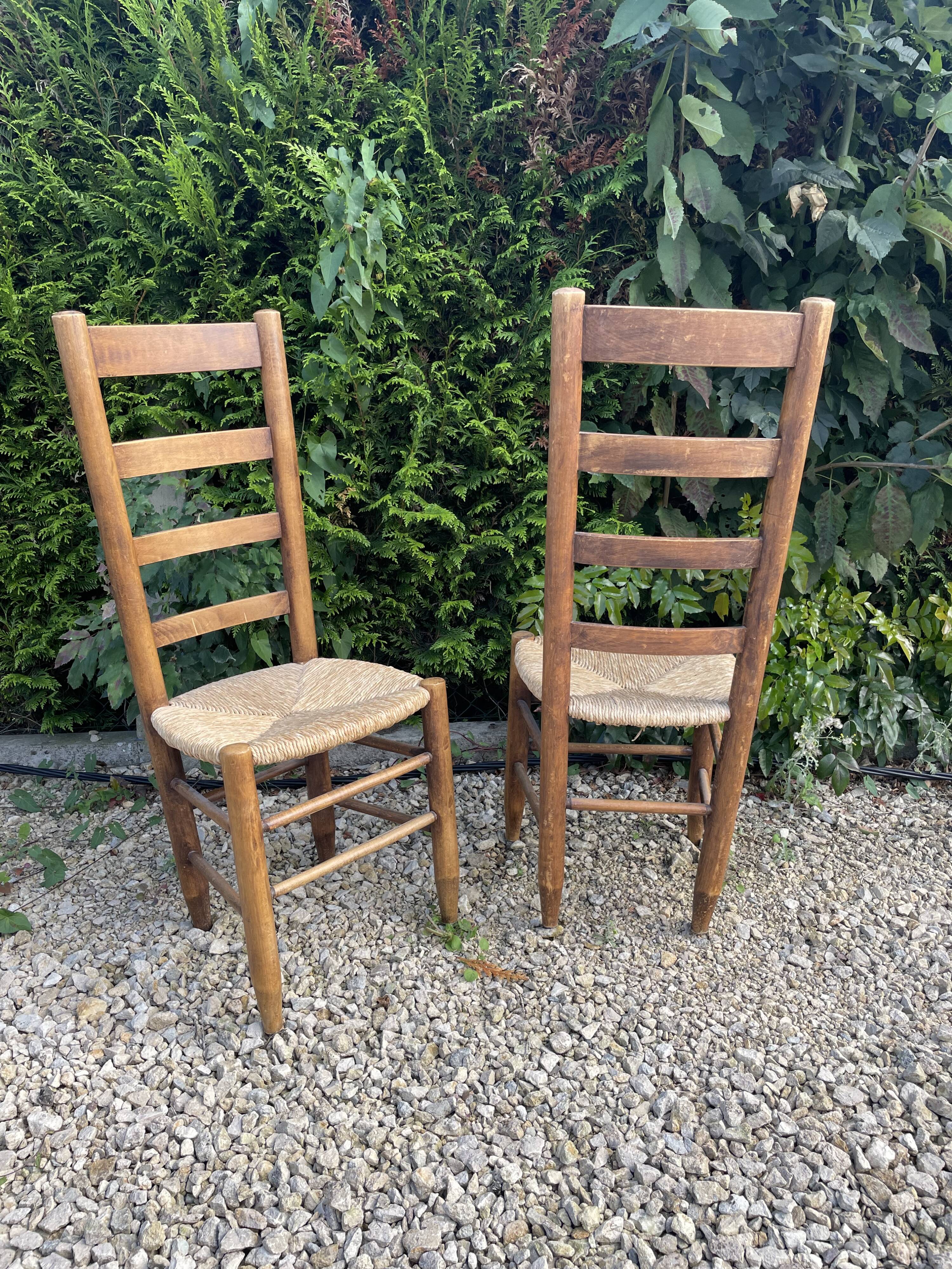 Set of 4 straw chairs