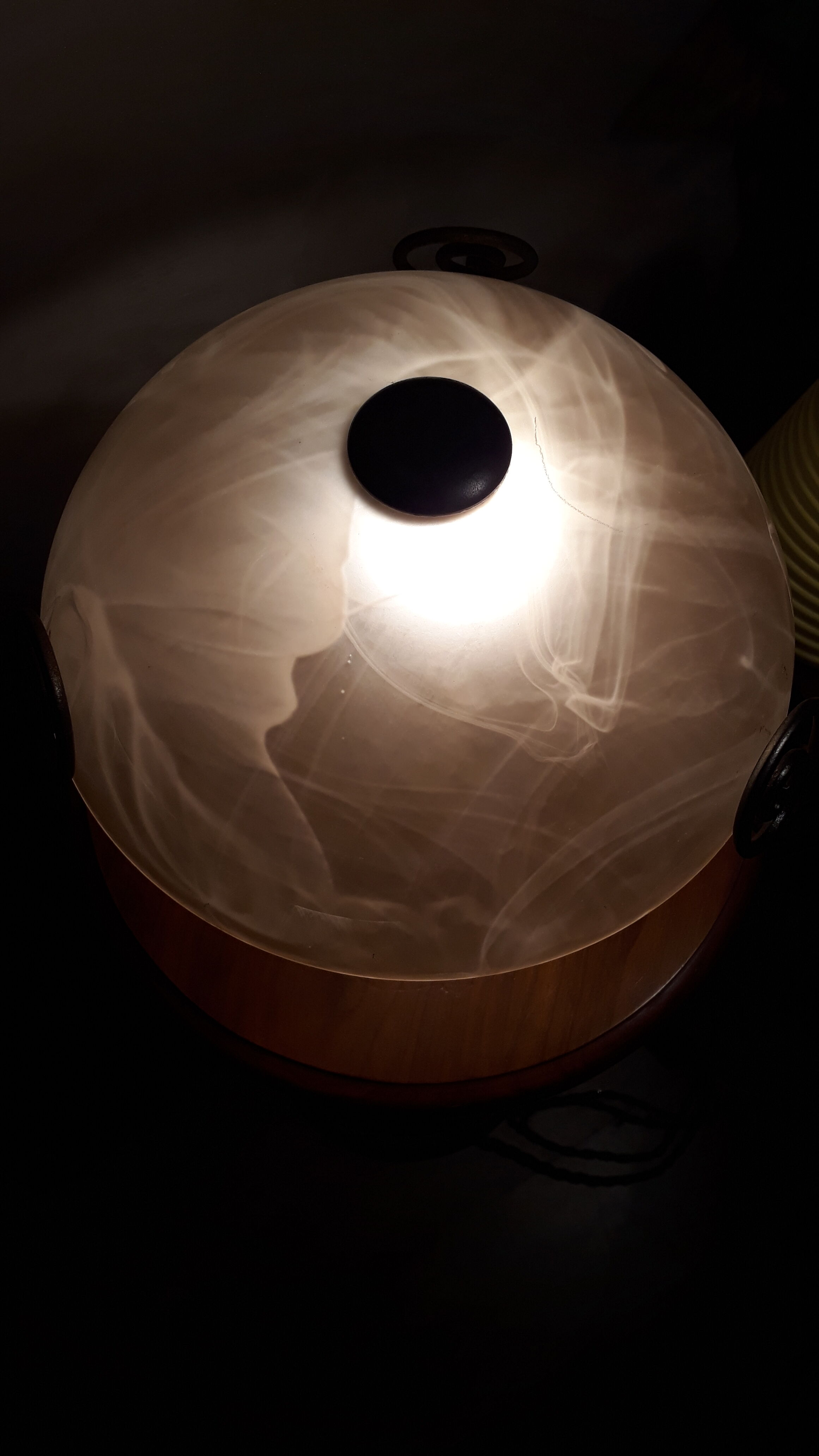 Mushroom lamp wrought iron marbled glass paste