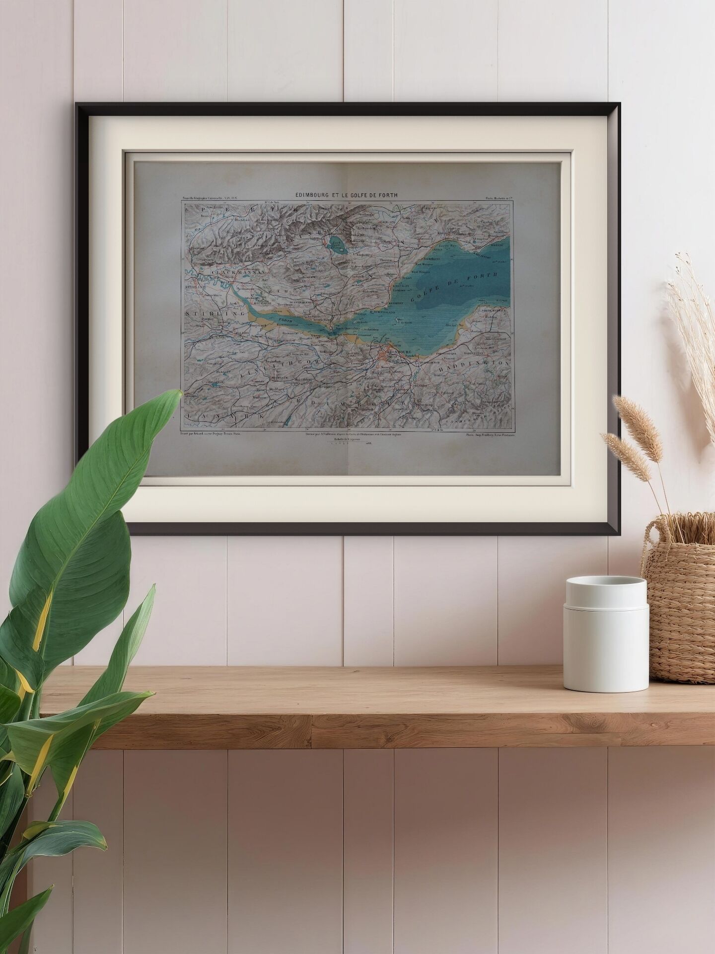 Carte ancienne Edimbourg et golfe de Forth - 1879 | Décoration murale