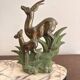 Antique Art Deco table lamp in marble and pink glass featuring a deer.