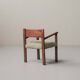 French modernist armchair in wood and green velvet, 1950s