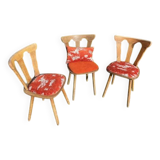 Lot of 3 bistrot chairs brutalist style 50s/60s