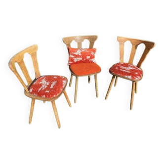 Lot 3 chaises bistrot style brutaliste années 50/60