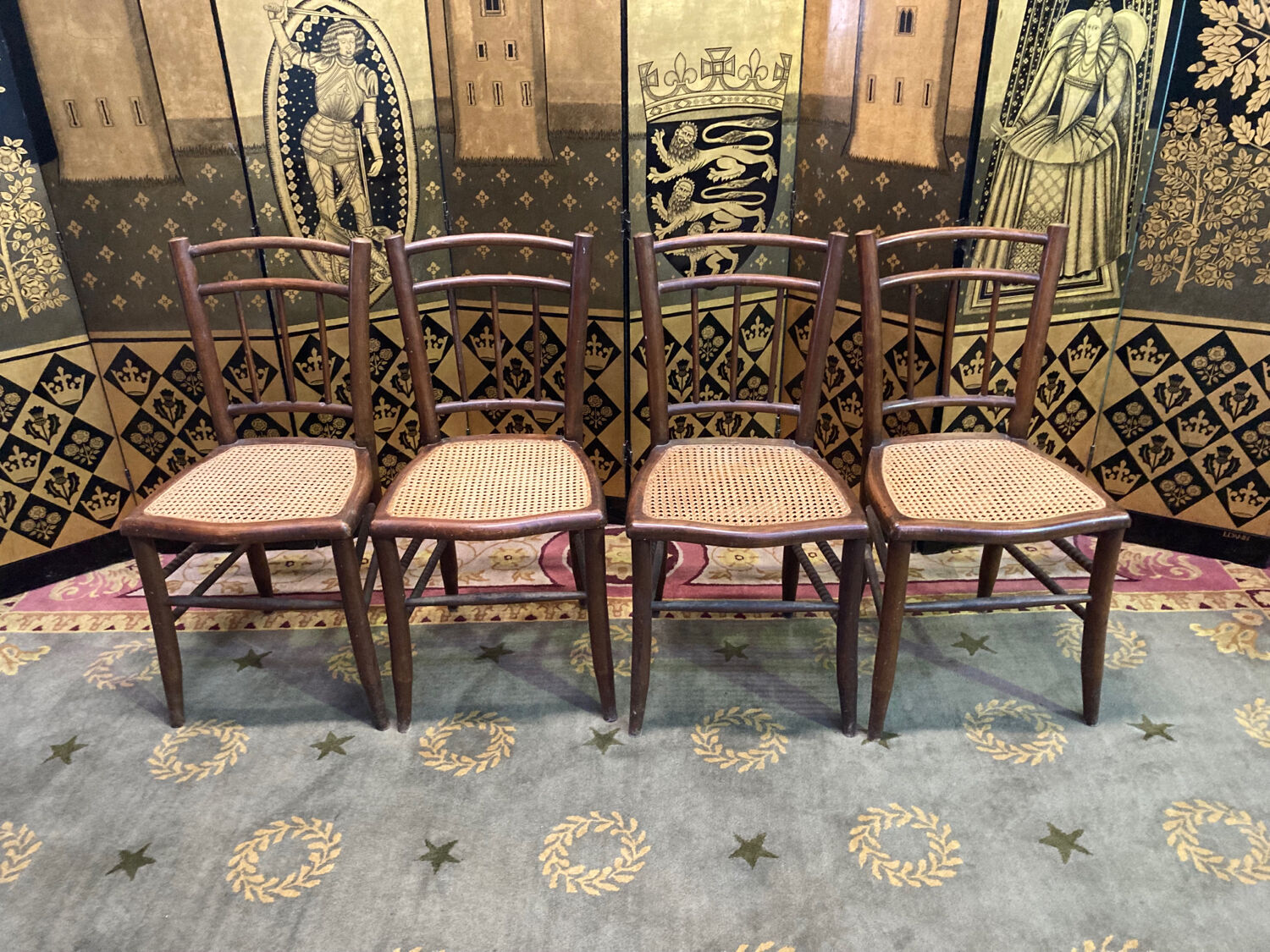 4 tanned bistro chairs