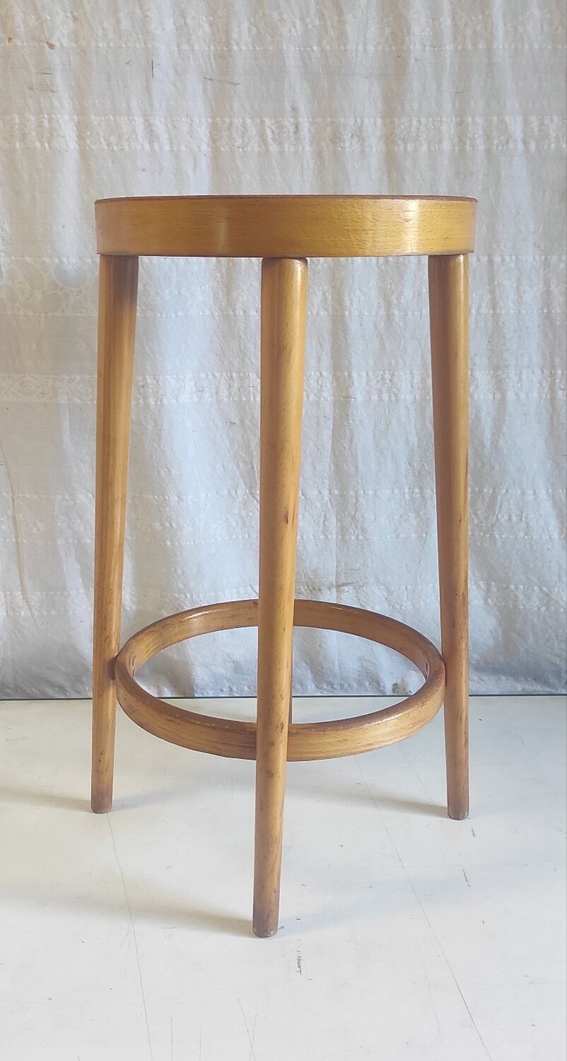 Tabouret de bar Baumann en bois massif années 50 60