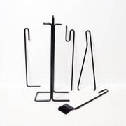 Minimalist black metal fireplace accessory set 'Mace-Line' by Ann Maes - 1970s
