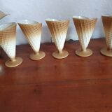 Set of 5 bormioli rocco embossed glass ice cream cups made in vintage Italy