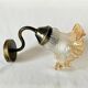 Vintage brass swan neck wall light with opaline tulip flower