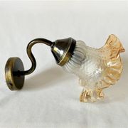 Vintage brass swan neck wall light with opaline tulip flower