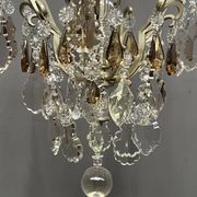 Antique French chandelier 170 cm with Louis XVI style chain in crystal.