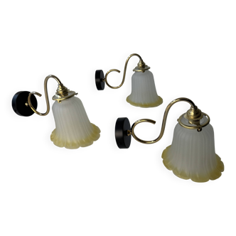 Lot of 3 vintage two-tone wall lights
