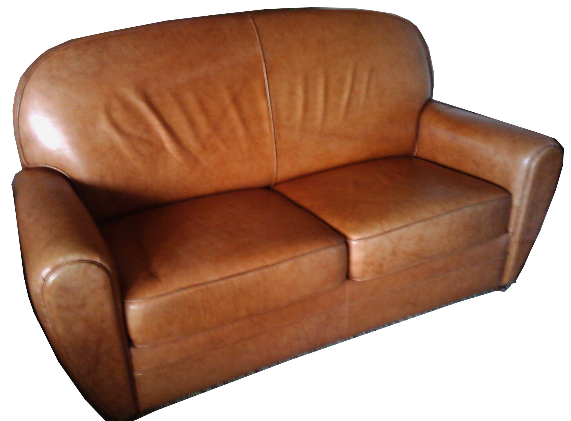 Club sofa in light brown cowhide leather