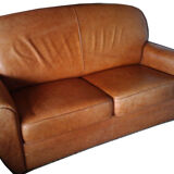 Club sofa in light brown cowhide leather