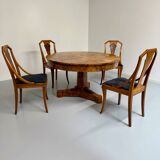 Set of 4 walnut/burl wood chairs, Art Nouveau, early 20th century