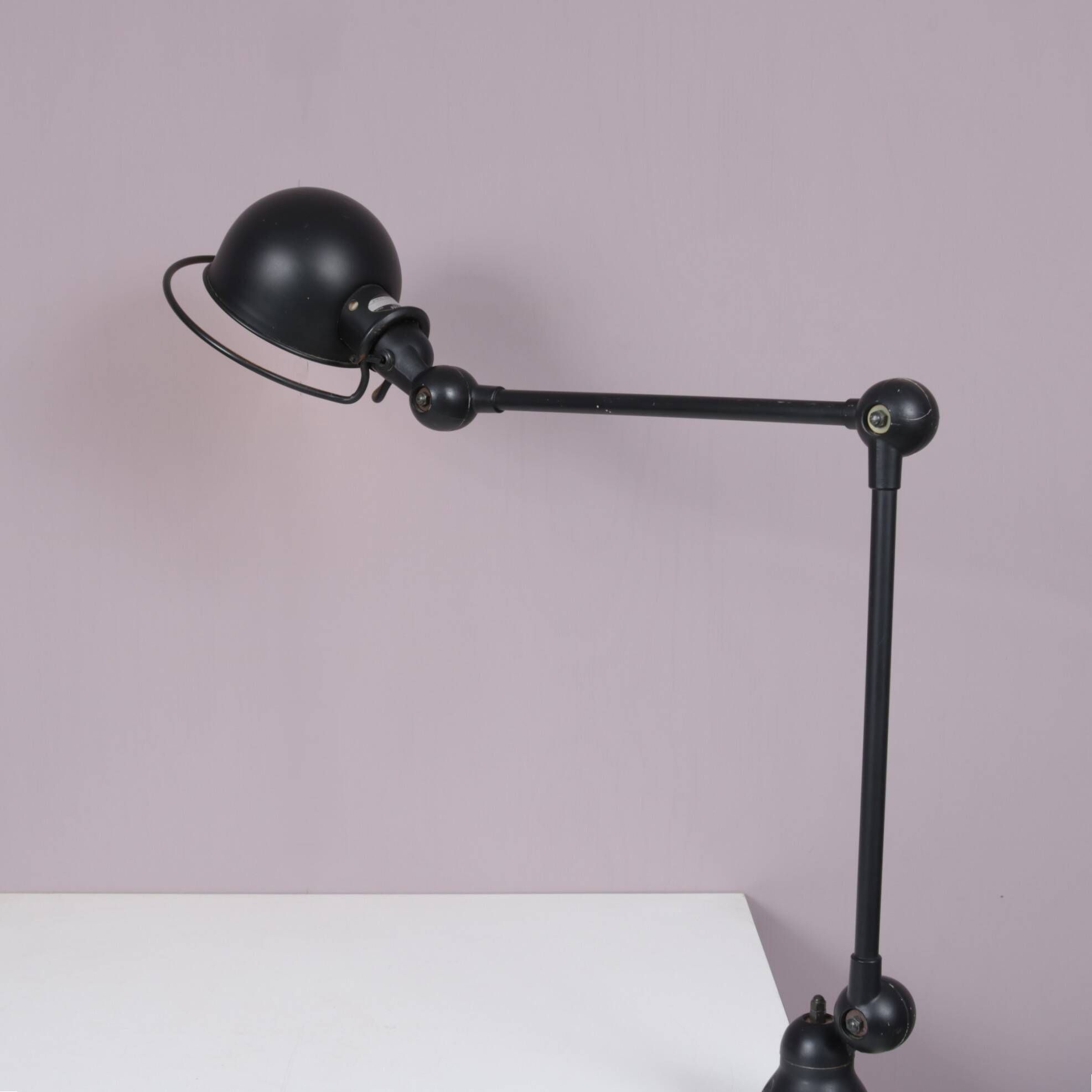 1950s Table clamp lamp in black metal, recent edition model SI332/ Jieldé,