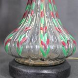 1960s Pair of Hand Painted Glass Table Lamps, Czechoslovakia