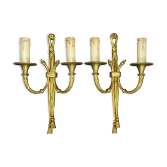 Pair of Louis XVI style wall lamps - Lucien GAU, Paris
