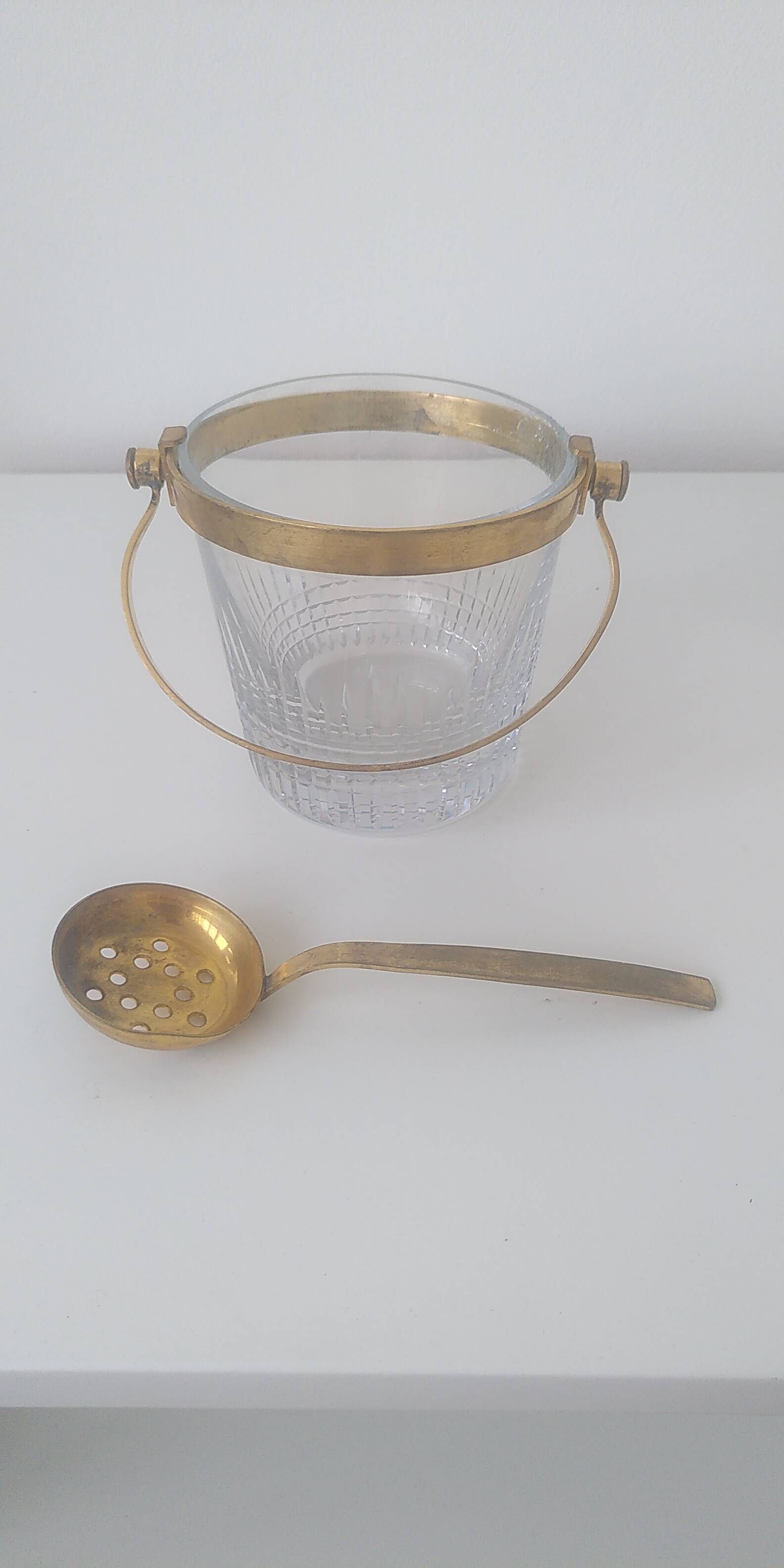 Seau à glace Baccarat - Modèle Piccadilly - Avec cuillère passoire d'origin