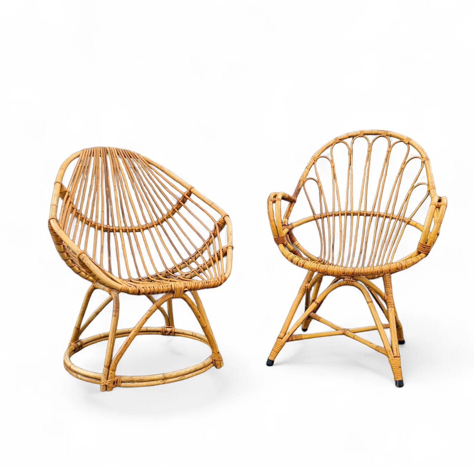 2 x Rohe Noordwolde rattan chairs / Dirk van Sliedregt / 1960s