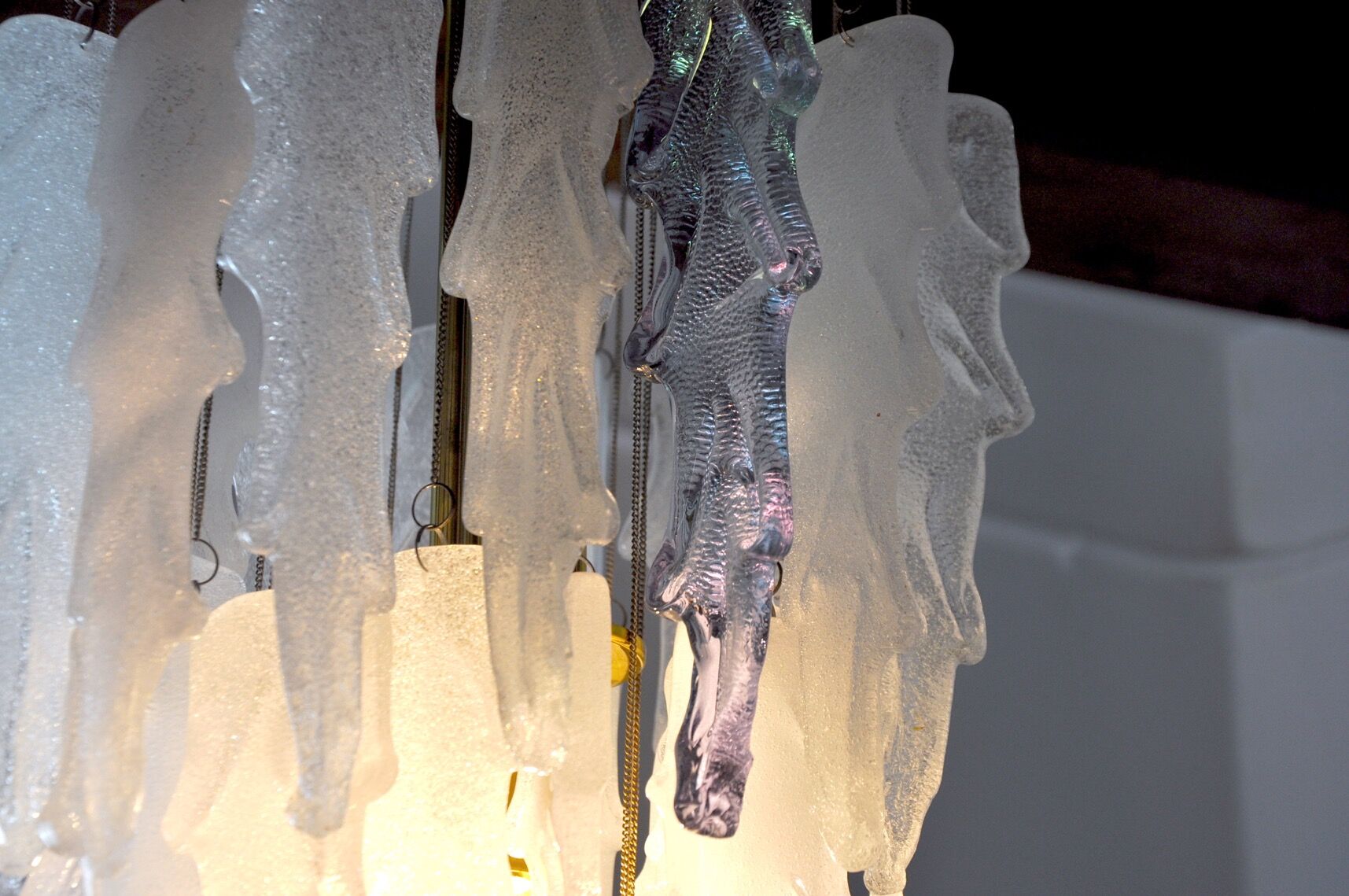 Albano Poli waterfall hanging lamp, 1970, Murano Italy