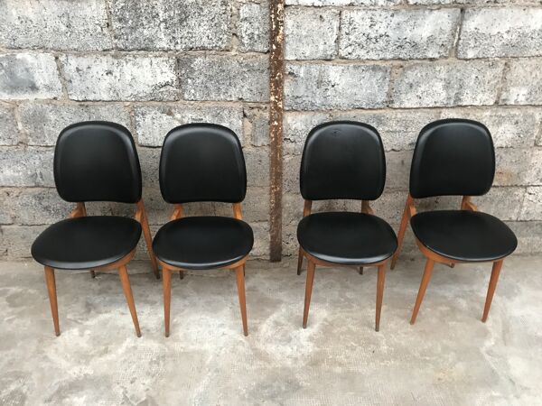 Série de 4 chaises modèle Pégase édité par Baumann - années 60