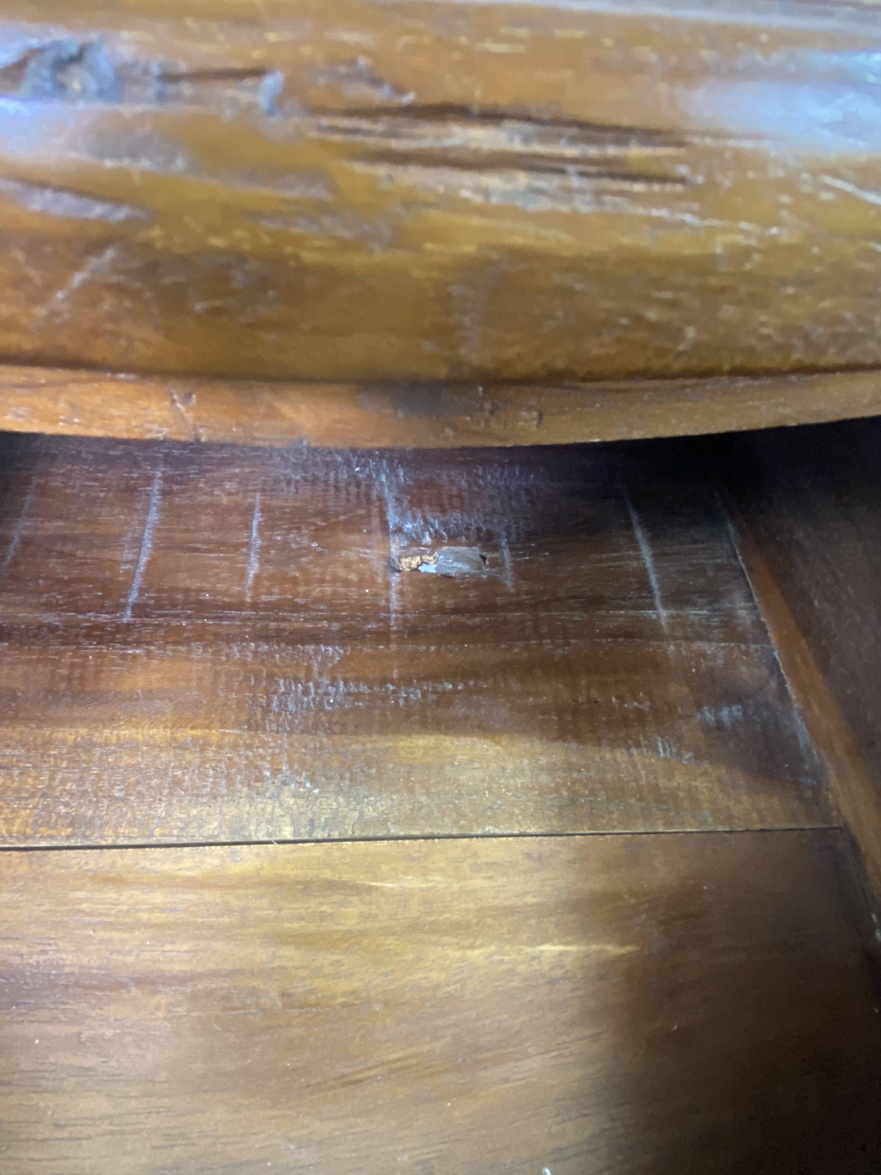 Side table in half-moon wood and bamboo