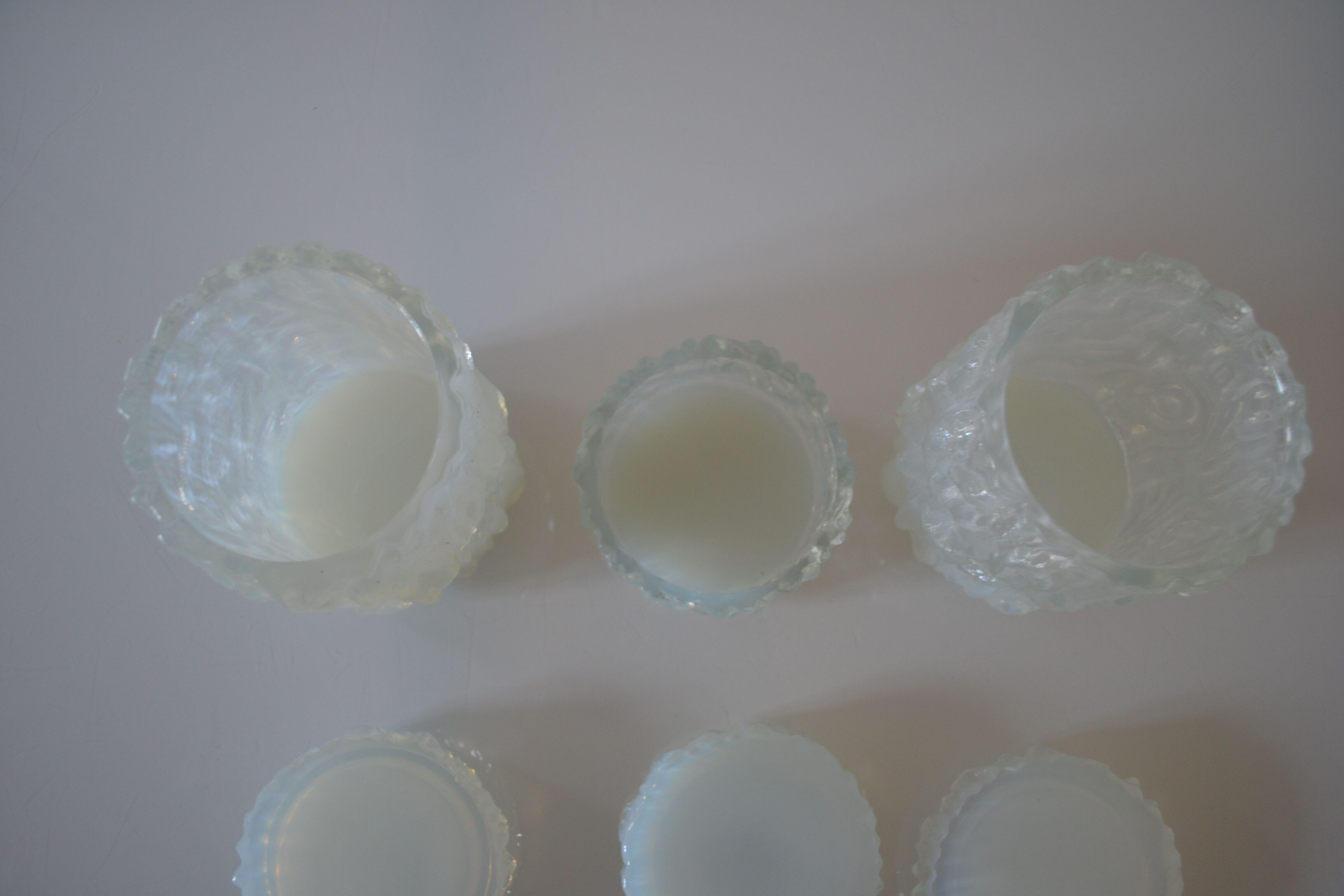 3 opalescent glass jars 60's geoffrey baxter