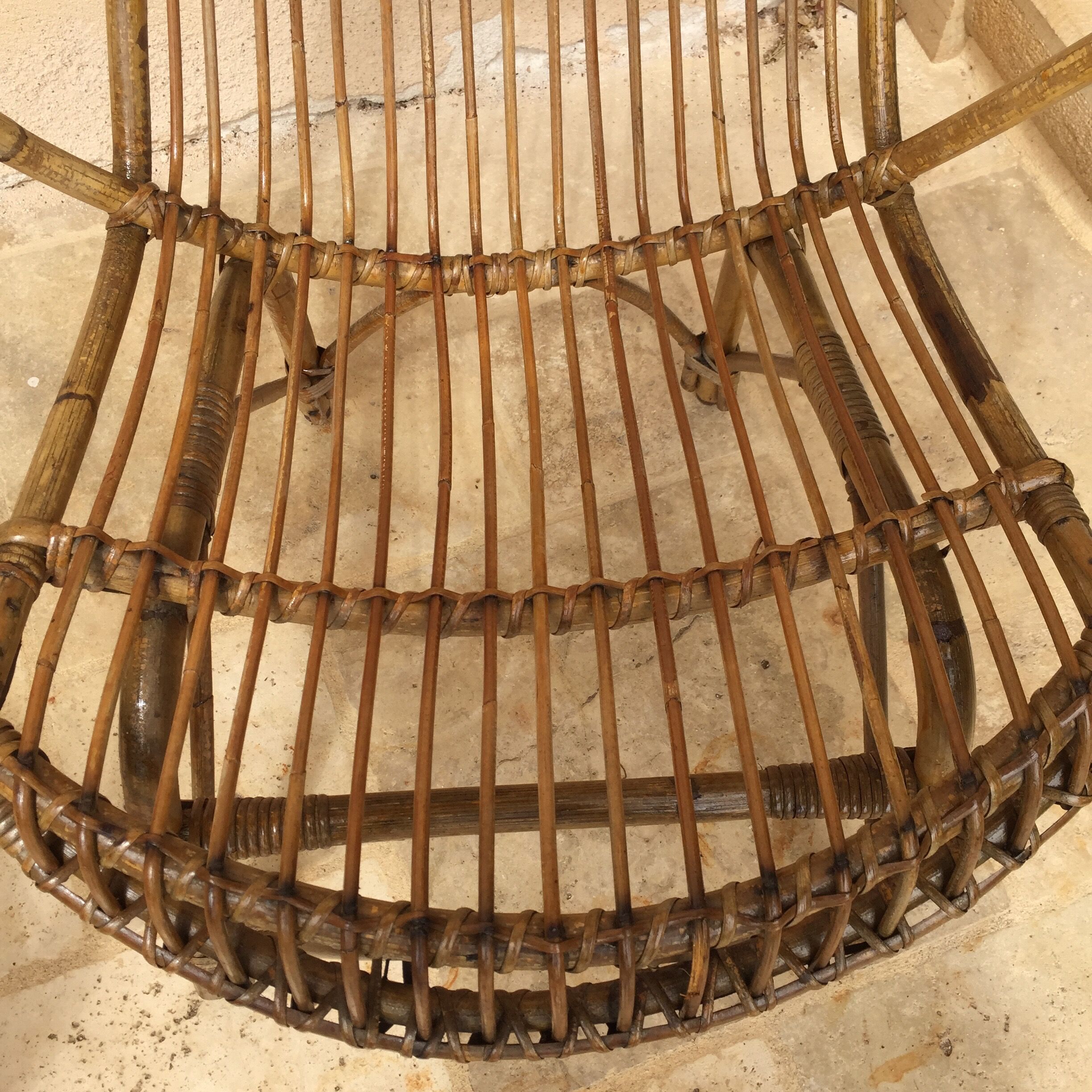 Pair of vintage rattan armchairs