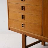 Scandinavian vintage oak sideboard with drawers and doors