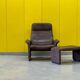 Vintage brown leather ds 50 by de sede, 1960s-1970s + stool