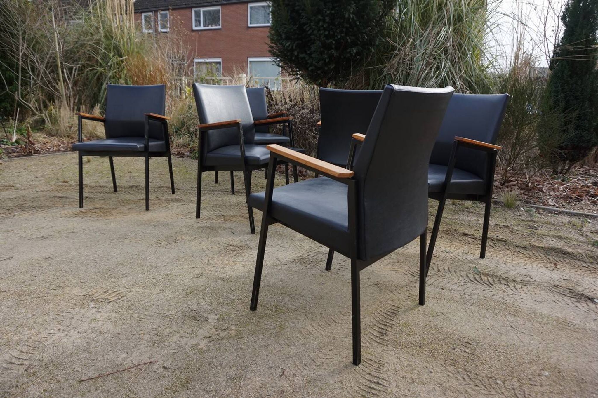 Fauteuils/chaises de conférence au design minimaliste industriel néerlandais du milieu du siècle