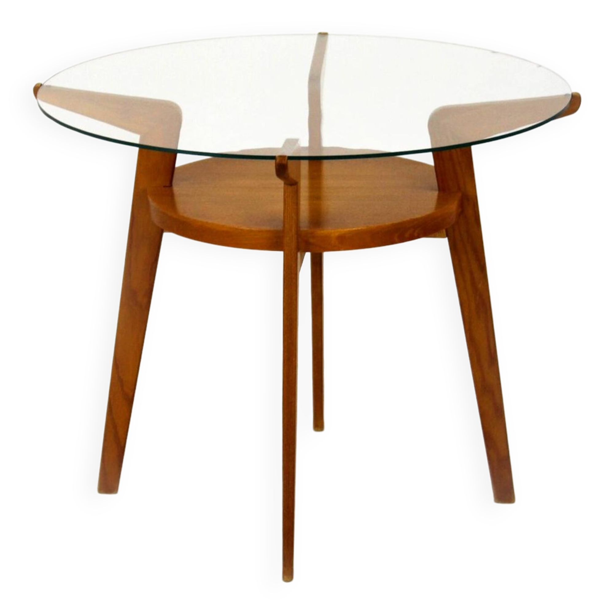 Mid-century round glass top coffee table from jitona, 1960s