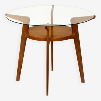 Mid-century round glass top coffee table from jitona, 1960s