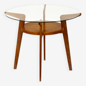 Table basse ronde mid-century avec plateau en verre de jitona, 1960s