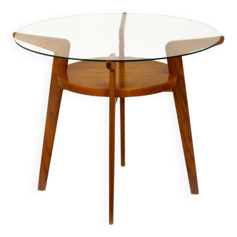 Table basse ronde mid-century avec plateau en verre de jitona, 1960s