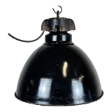 Industrial Bauhaus Black Enamel Pendant Lamp, 1930s