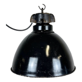Industrial Bauhaus Black Enamel Pendant Lamp, 1930s