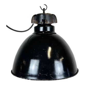 Industrial Bauhaus Black Enamel Pendant Lamp, 1930s