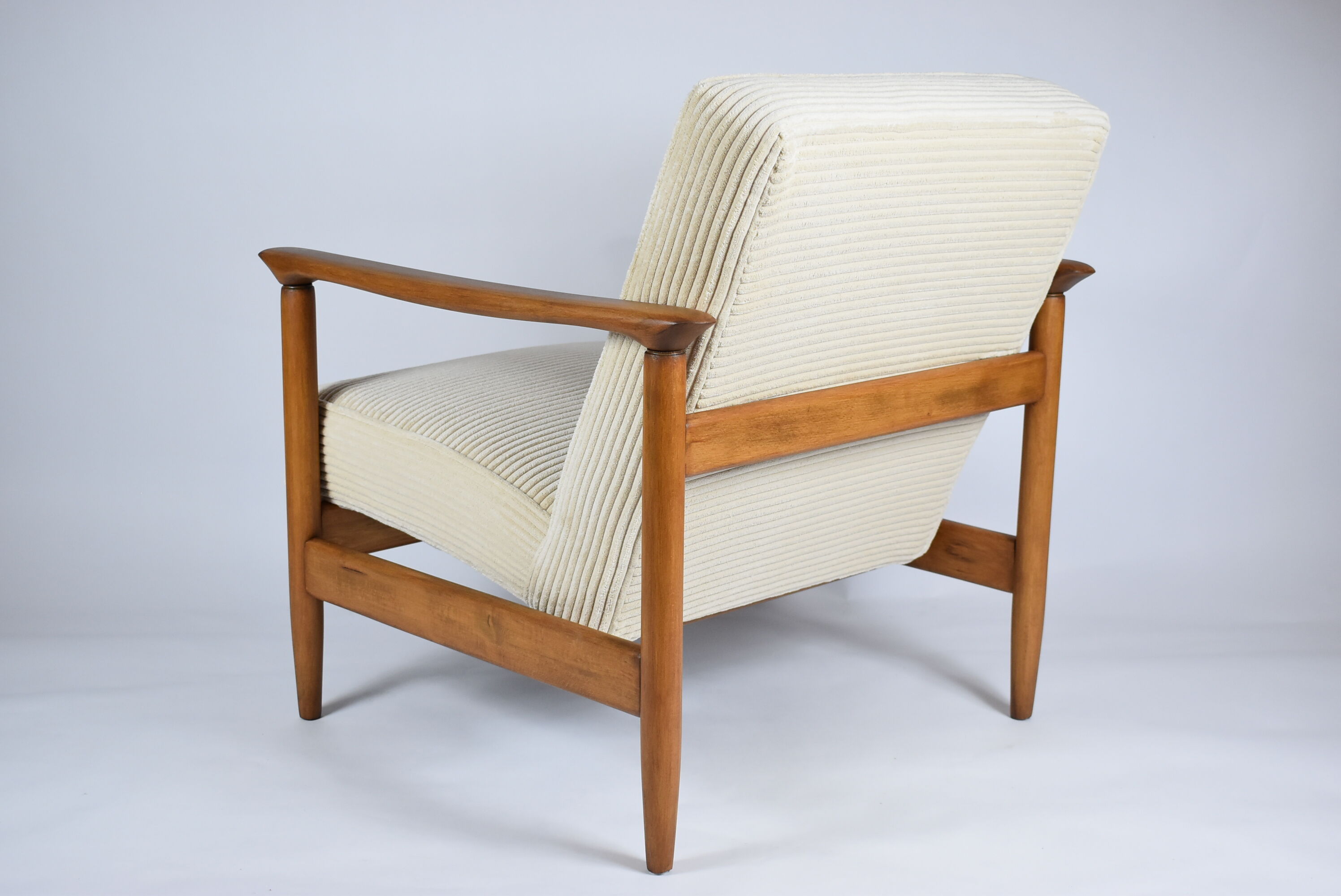 Original scandinavian armchair, renovated, 1960s, teak, beige Cord