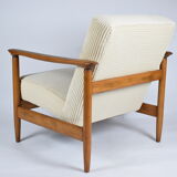 Original scandinavian armchair, renovated, 1960s, teak, beige Cord